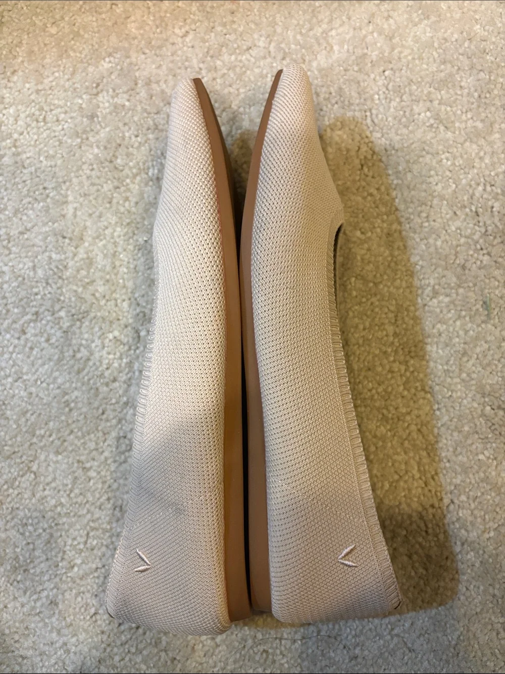 VIVAIA Women's Pointed Knit Flats in Light Beige-Size 41.5/US 10